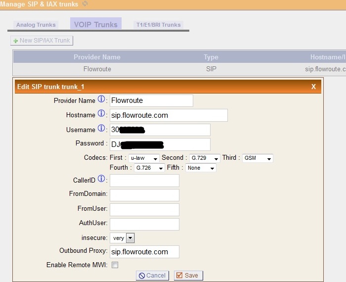 Asterisk SIP Trunk Configuration