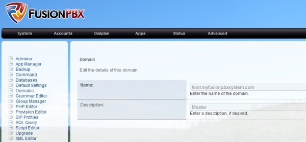FusionPBX Domains