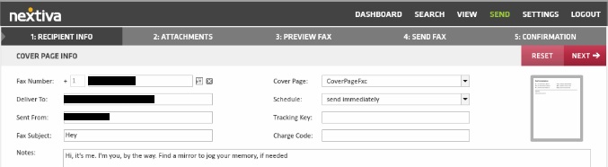 Fax Transmit Cover