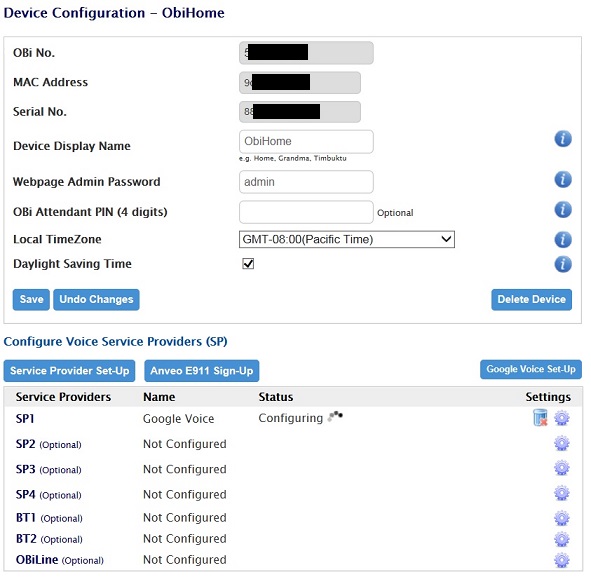 Final Google Voice Configuration