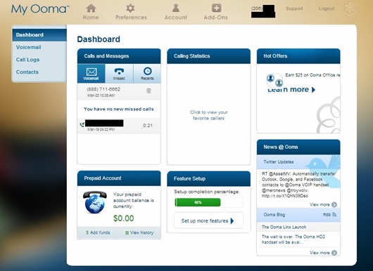 Ooma Dashboard