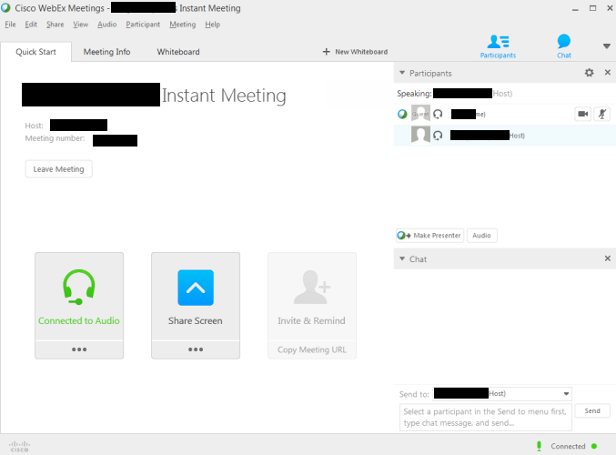 WebEx Start Screen