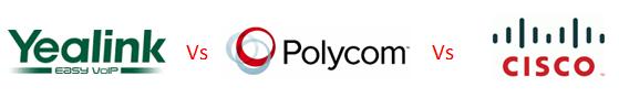 Yealink, Polycom and Cisco logos
