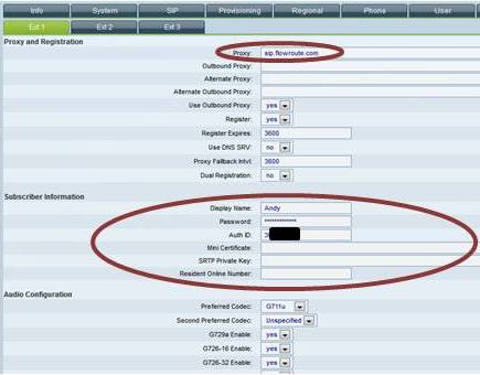 SPA303 Ext1 settings, part 1